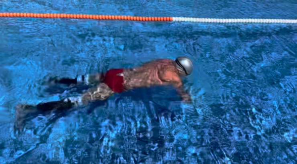 Костомарова показал, как он плавает в бассейне с протезами
